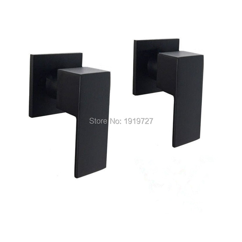 Wall Bathroom Faucet 1/4 Turn Bath Tub Solid Brass Black Tap Mixer Spout Factory Direct Modern Square Wels Hot &amp;Cold Shower Set