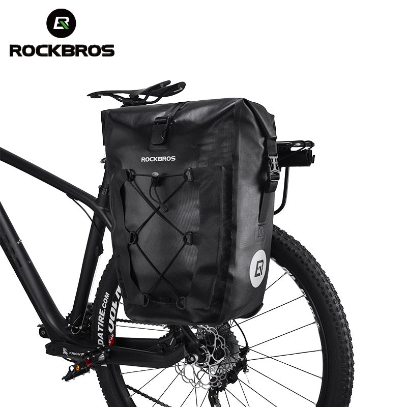 ROCKBROS Cycling Bike Bag Waterproof Bicycle Rear Rack Bag Tail Seat Trunk Bags Pannier 27L Big Basket Case MTB Bike Accessories