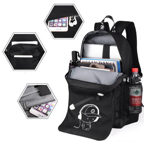 Hot Luminous Schultaschen für Jungen Studentenrucksack 15-17 Zoll Mochila mit USB-Ladeanschluss Schloss Schultasche Anti-Dieb-Tasche