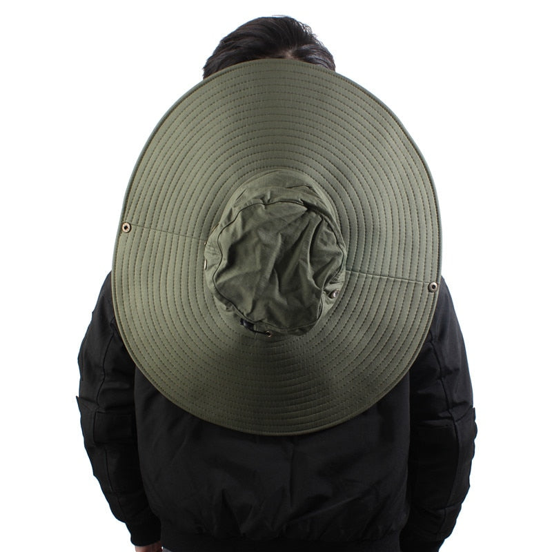 Sombrero de sol de ala ancha de 16cm de largo, sombrero de Safari transpirable para hombres y mujeres, sombrero Boonie de verano, gorra de protección UV, senderismo, pesca, sombrero de cubo para la playa