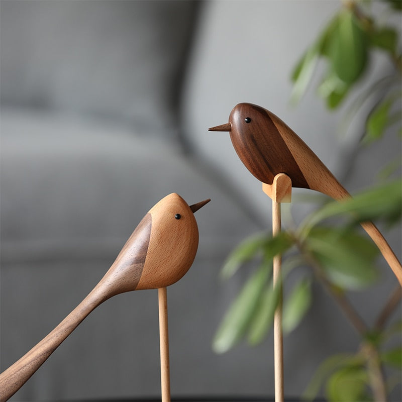 Danish wood ornaments jewelry carving wooden play Home Furnishing Nordic style puppet Home Furnishing features wood bird