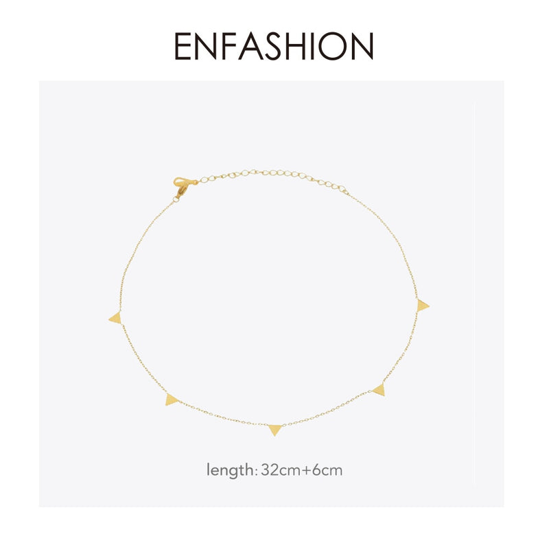 Enfashion Geometric Triangle Circle Star Choker Necklace Gold color Necklaces Pendants Stainless Steel Necklace Women chocker