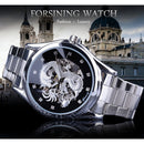 Forsining Classic Dragon Design Silber Edelstahl Diamant Display Herren Automatik Armbanduhren Top Marke Luxus Montre Homme