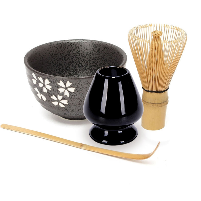 Tea Service Bamboo Natural Matcha Green Tea Powder Whisk Scoop Ceramic Bowl Set Japanese Teaware Ceremony