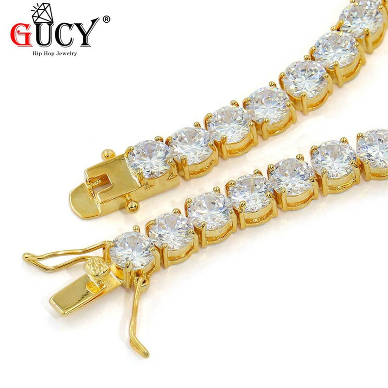 GUCY 3mm 4mm 5mm 6mm Mens AAA Cubic Zirconia tenis cadena pulsera Hip Hop joyería Iced Out 1 fila CZ regalo de cumpleaños