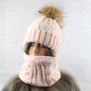 2021 Damen Mütze Mit Schal Warmes Fleece Innen Beanie Mädchen Wintermütze Für Frauen Echter Nerz Bommelmütze Weibliche Strickmützen