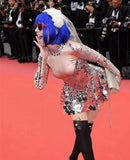 Shining Silver Mirrors Stone Dress Sängerin Tänzerin Heller Bodysuit Kostüm Einteiliges Nachtclubkleid Oufit Partykleider