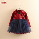 2021 Winter 2-12 Jahre Teenager Neujahr Stickerei Spitze Rot Traditionelle Chinesische Kleider Tang Kinder Baby Mädchen Plus Samtkleid