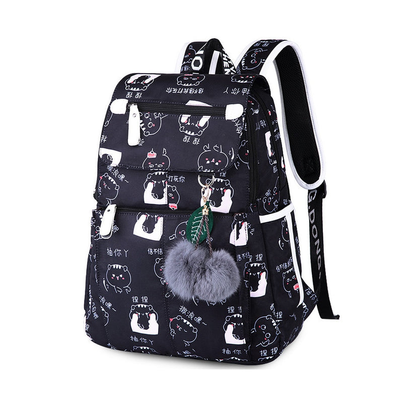 OKKID Schultaschen für Mädchen weiblicher Laptop-Rucksack USB-Rucksack Kinderrucksäcke süße Katze Schulrucksack für Mädchen Taschenpack