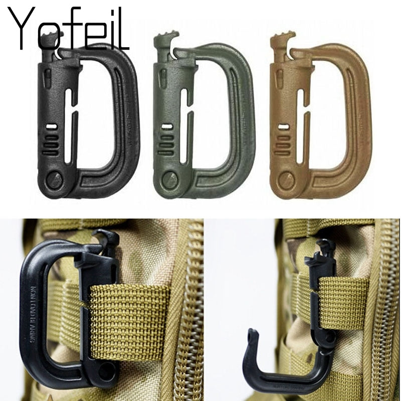 5PCS Grimloc Molle Carabiner D Locking Ring  Plastic Clip Snap Type Ring Buckle Carabiner Keychain ITW fastener Bag buckle