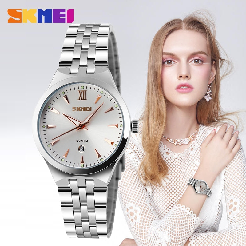 SKMEI Mode Damen Sportuhren Frauen Quarzuhr 3Bar Wasserdichte Weibliche Armbanduhren Kalender Relogio Feminino Uhr 9071