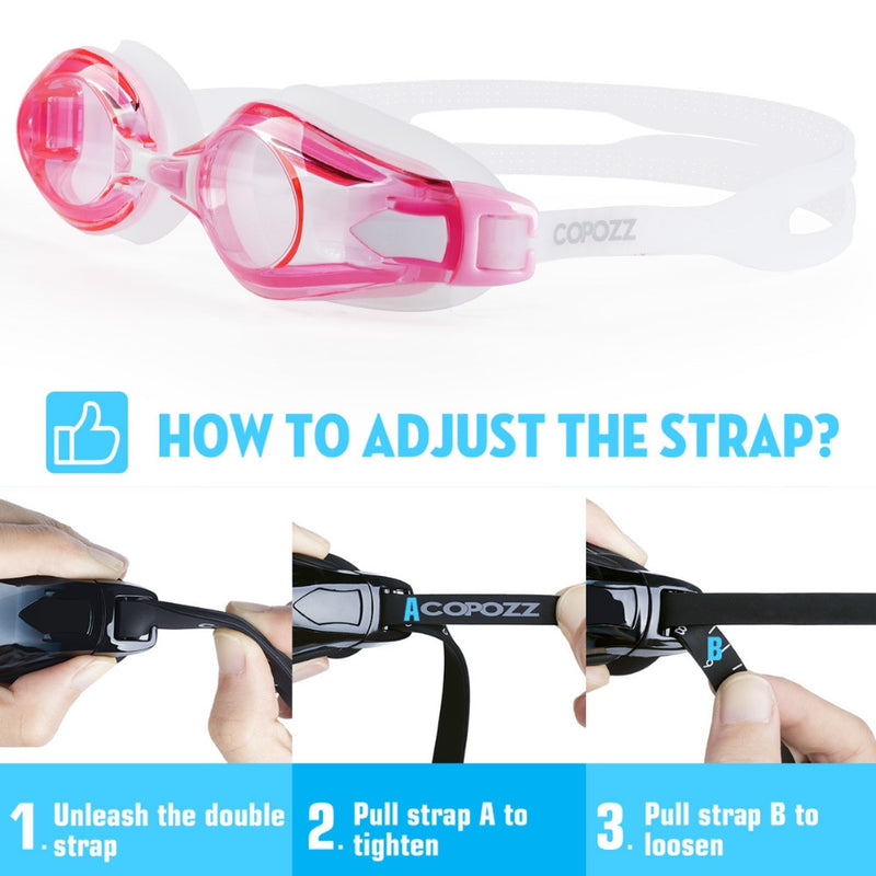 COPOZZ Kurzsichtigkeit Schwimmbrille Männer Frauen Erwachsene 0 -1,5 bis -8 Double Anti Fog UV Protecion Schwimmbrille Pro Dioptrien Zwembril