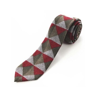 JEMYGINS Original High Quality Cotton 2.4&#39;&#39; Skinny Plaid Solid Cashmere Tie Wool Men Neck Tie For Youth Working Meeting