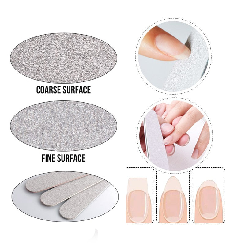 50Pcs Brand Nail Files 100/180 Manicure Buffing Buffer Professional Sanding Half Moon Salon Nail Art File Tools Beauty Wholesale