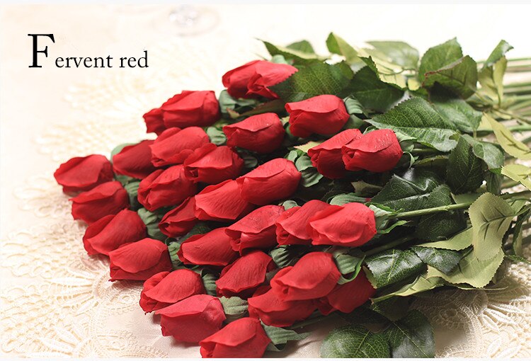 25 unids/lote de flores artificiales de rosas frescas, flores de rosas de tacto Real, decoraciones para el hogar para bodas o cumpleaños