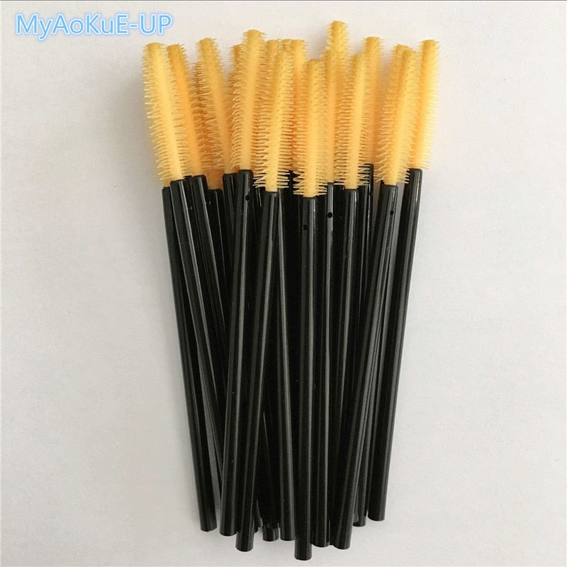 200 pcs/lot Silicone Eyelashes Brushes Mix Colors Disposable Mascara Wands Lashes Makeup Brushes For Eyelash Extension