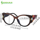 SOOLALA Anti Blue Light Reading Glasses Women Hyperopia Presbyopic Big Frame Wide Arms Cat Eye Women Glasses With Diopter