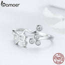 BAMOER Real 925 Sterling Silber Waben verstellbare Fingerringe für Frauen Klar CZ Ring Hochzeit Verlobungsschmuck Anel SCR433