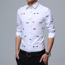 MIACAWOR Neue Männer Freizeithemden Mode Druck Camisa Masculina Slim Fit Langarm Camisa Soziale Männer Kleidung Plus Größe 5XL C379