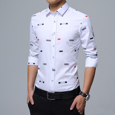 MIACAWOR Neue Männer Freizeithemden Mode Druck Camisa Masculina Slim Fit Langarm Camisa Soziale Männer Kleidung Plus Größe 5XL C379