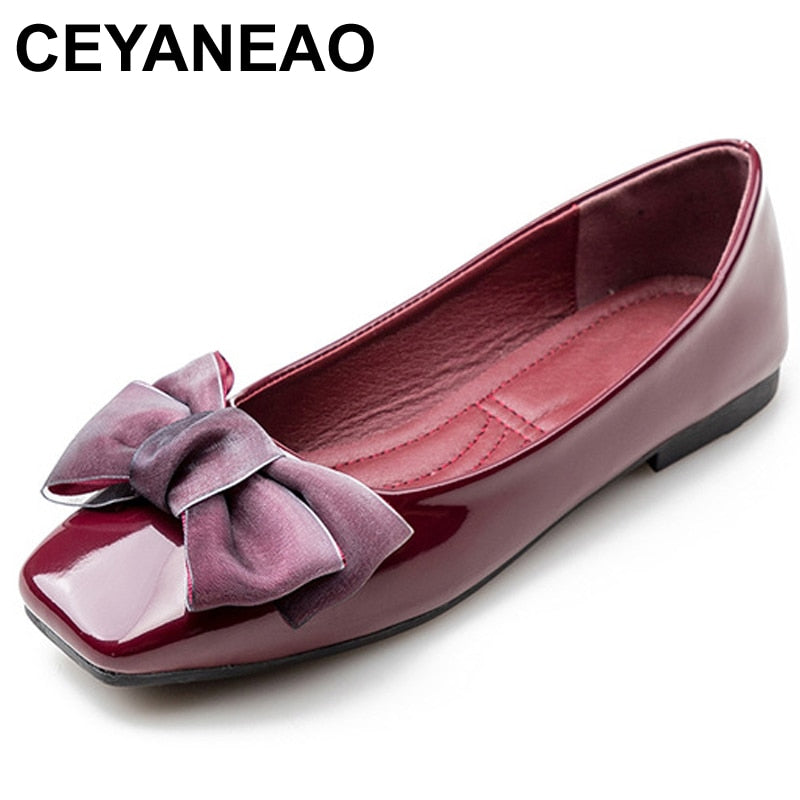 CEYANEAO2019 primavera nueva moda lujo mujer suave plano mariposa nudo Ballet Flats gran tamaño tacones bajos diseñador ShoesE1129