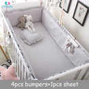 5 stücke Baumwolle Grau Baby Bett Nestchen Kinderbett Anti-stoßstange Neugeborene Krippe Liner Sets Sichere Pad Babys Krippe Nestchen Bettdecke für Jungen und Mädchen
