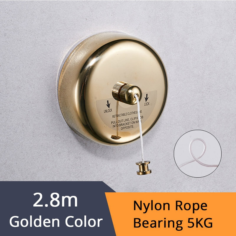 Estantes de baño, tendedero dorado de acero inoxidable, línea de secado de ropa de estilo de Hotel de una sola línea de buena calidad para HJ-1256 de baño