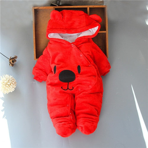 Neugeborenes Baby Mädchen Kleidung 0-3 Monate Winter Dicke Warme Baby Footies Baumwolle Säuglingskinder Overalls Cartoon Bär Baby Jungen Kleidung