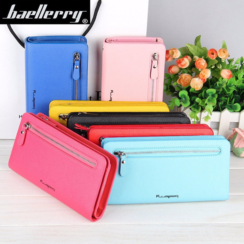 Baellerry Tarjetero Mujer Carteras Cuero Diseño largo Calidad Pasaporte Funda Casual Mujer Monedero Cremallera Cartera multifunción