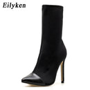 Eilyken 2022 Neue Frauen Socken Stiefel Spitzschuh Elastische Hohe Stiefel Slip On High Heel Stiefeletten Frauen Pumps Stiletto Botas