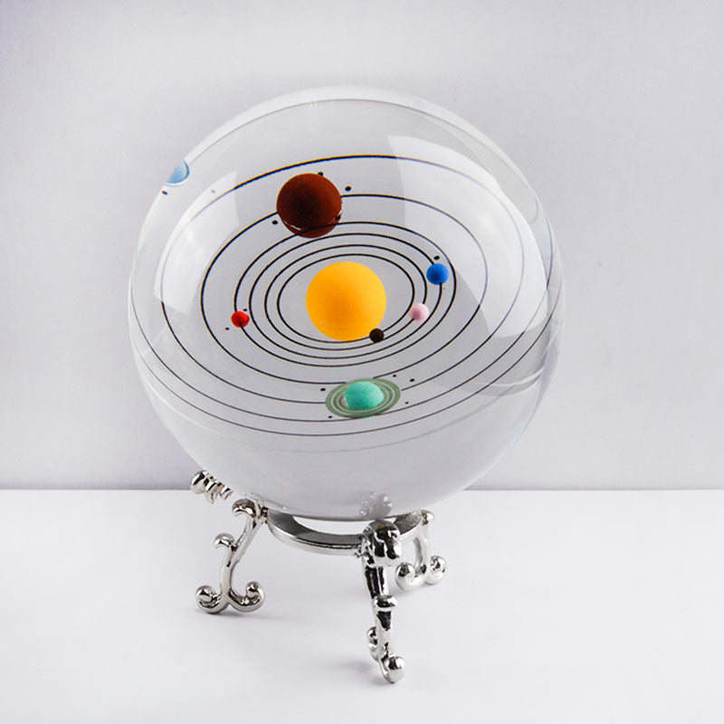 Bola de sistema Solar de cristal de colores de 80mm modelo de planetas en miniatura globo de cristal decoración del hogar esfera ornamento regalo recuerdo