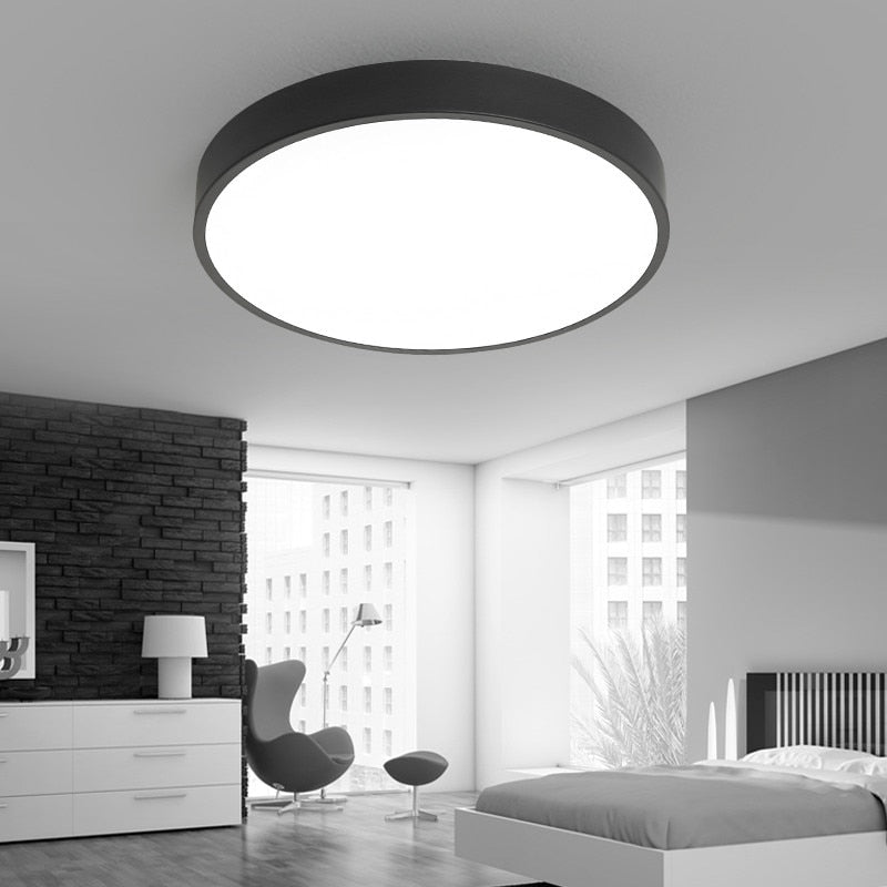 Schwarz Weiß Moderne LED Kronleuchter Acryl Runde Kronleuchter Decke Für Wohnzimmer Schlafzimmer Küche Ultradünne Leuchte