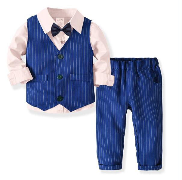 Jungen Kleidung Frühling Herbst Mode Baby Anzug Britische Wind Kinderanzüge Gentleman Langarm Shirt Weste Hosen Kinder Sui