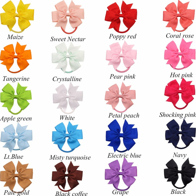 40Pcs (20Pairs) Baby Girl Grosgrain Ribbon Hair Bows Ponytail Holder Boutique Hair Bows Elastic Tie for Teens and Young Women