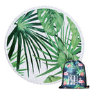 Grüne Blätter Sommer rund Strandtuch Mikrofaser mit Kordelzug Rucksack Tasche Badetücher Matte Bikini Cover Up mit Quasten weich