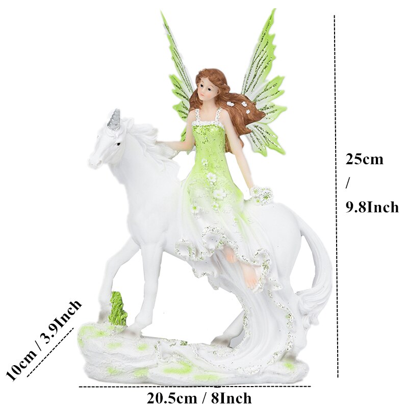 VILEAD Harz Engel Fee Figur Einhorn Horn Blume Fee Garten Statue Pferd Miniaturen Moderne Tier Home Decoracion Hogar