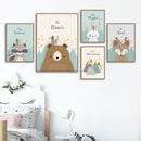 Bär Kaninchen Fuchs Hirsch Kinderzimmer Wandkunst Leinwand Malerei Cartoon Nordic Poster und Drucke Wandbilder Mädchen Jungen Kinderzimmer Dekor