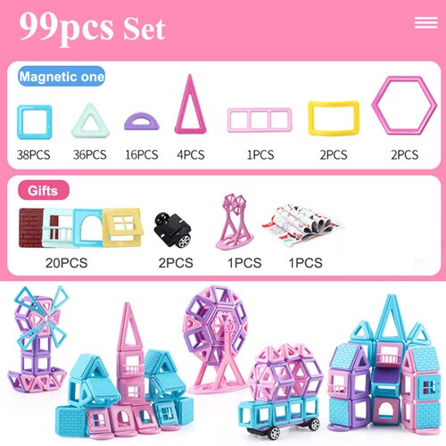 62-258 Uds Mini juego de construcción de diseñador magnético modelo y juguetes de construcción para niños bloques magnéticos regalos educativos para niños