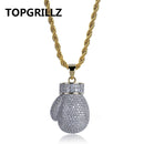 TOPGRILLZ Gold Silber Farbe Mini Iced Boxhandschuhe Halskette Männer Iced Out Kubikzirkon Ketten Hip Hop/Punk Charms Schmuck Geschenk