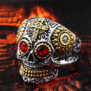 BEIER Edelstahl Gothic Gold Carving Kapala Schädel Ring Biker Hiphop Rock Schmuck Einzigartiges Modegeschenk für Männer BR8-327