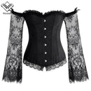 Corsé Steampunk de Halloween para mujer, corpiño Sexy de manga larga, corsé rojo con cordones, corpiño para fiesta, Club, boda, Tops de talla grande S-6XL