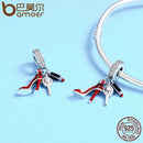 BAMOER 100% 925 Sterling Silber Damenschuhe, Spiegel Make-up Anhänger Charm passend für Damen Armband DIY Schmuck Damen Geschenk SCC457