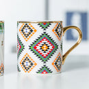 Luxus Gold Totems Mosaik Geometrische Flamingo Keramik Kaffeetasse Kaffeetasse Gold Frühstück Milch Wasser Tasse Paar Kreative Geschenke