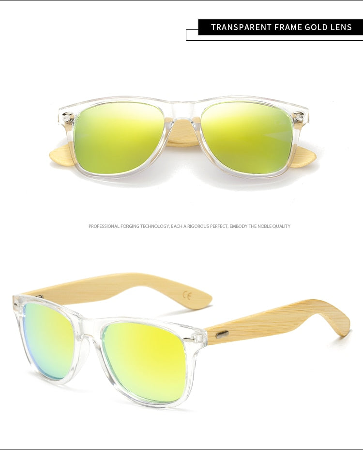 Gafas de sol de bambú de madera polarizada LongKeeper para mujer, diseño de marca para hombre, gafas de sol con brazos de madera reales, lentes de espejo, Gafas de sol