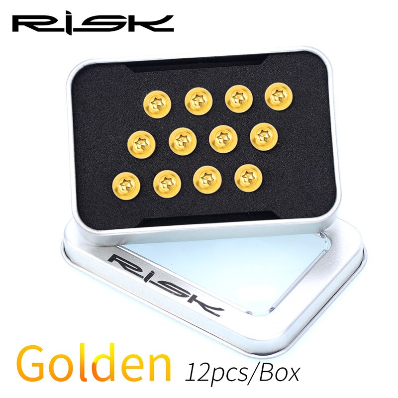 RISIKO 12 STÜCKE M5 * 10 MM Fahrrad Bremsscheibe Befestigungsschrauben TC4 Titan Fahrrad MTB Fahrrad Ultraleicht Bremsschraube Radfahren Zubehör