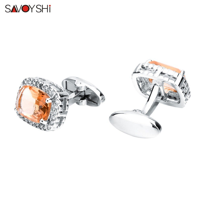 SAVOYSHI Luxury Wedding Shirt Cufflinks for Mens Gift Crystals Cuff links Brand High Quality Fashion Jewelry Free carving name