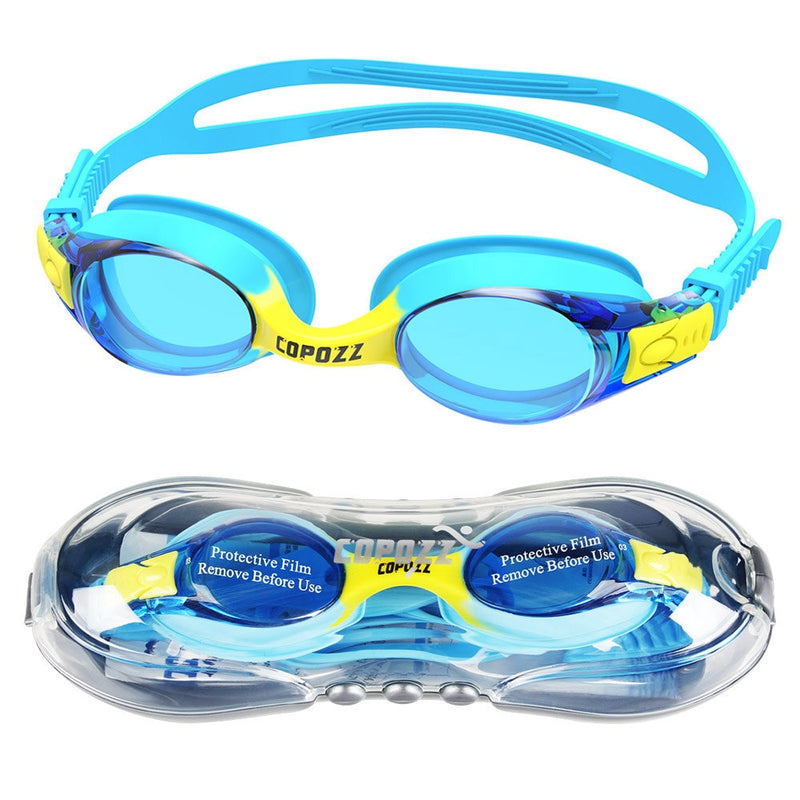 COPOZZ Swimming Goggles Kids Age 3-10 Waterproof Swimming Glasses Clear Anti-fog UV Protection Soft Silicone Frame and Strap