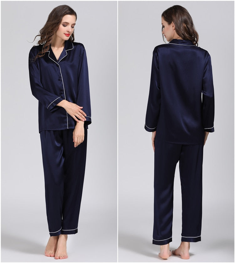Klassisches Pyjama-Set aus 100 % reiner Seide, Nachtwäsche, Nachthemd, ML, XL, YM007