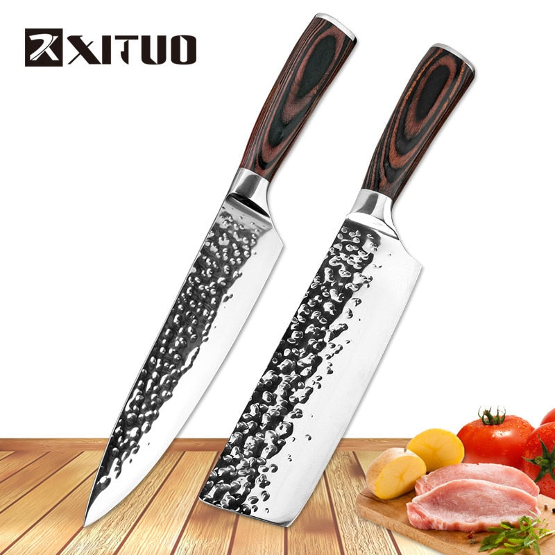 XITUO Küchenmesser Chef 8 Zoll 7 "Edelstahlmesser Sushi Fleisch Santoku Japanisch 7CR17 440C High Carbon Messer Kochen