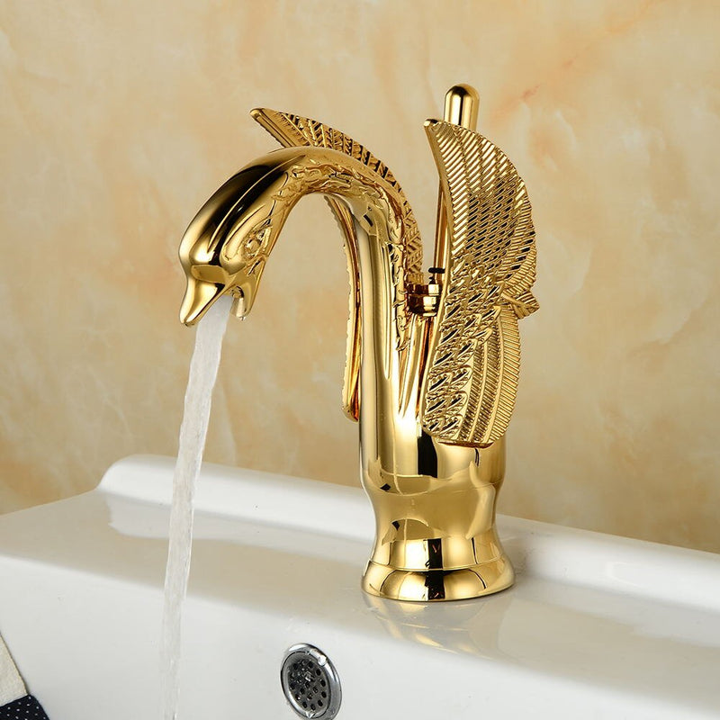 Golden Swan Faucet Bathroom Luxury European Style Carving Vanity Sink Mixer Taps Deck Mounted torneira banheiro ZR475